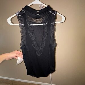 black lacy tank top